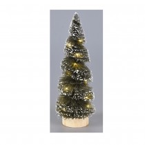 FIGURINE SAPIN ENNEIGÉ 15 LEDS 25CM VERT