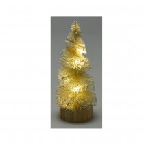 FIGURINE SAPIN ENNEIGÉ 8 LEDS 15CM CRÈME