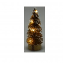 FIGURINE SAPIN ENNEIGÉ 8 LEDS 15CM MARRON