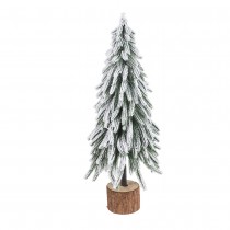 FIGURINE SAPIN ENNEIGÉ BASE RONDIN ÉCORCE 50CM