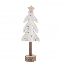 FIGURINE SAPIN FEUTRE RONDIN ÉCORCE 21CM CRÈME