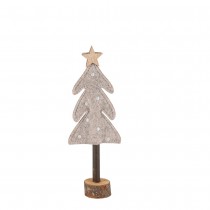 FIGURINE SAPIN FEUTRE RONDIN ÉCORCE 21CM TAUPE