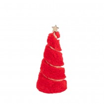 FIGURINE SAPIN NOËL CONIQUE LISERÉ OR 17.5CM ROUGE