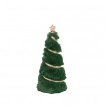 FIGURINE SAPIN NOËL CONIQUE LISERÉ OR 17.5CM VERT