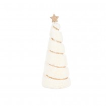 FIGURINE SAPIN NOËL CONIQUE LISERÉ OR 23.5CM BLANC