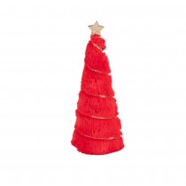 FIGURINE SAPIN NOËL CONIQUE LISERÉ OR 23.5CM ROUGE