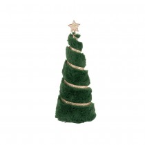 FIGURINE SAPIN NOËL CONIQUE LISERÉ OR 23.5CM VERT