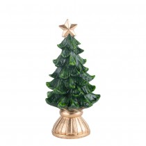 FIGURINE SAPIN NOËL RÉSINE 16X7.5CM OR VERT