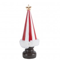 FIGURINE SAPIN NOËL RÉSINE RAYURES MOLLETON 20X6CM