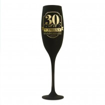 FLÛTE À CHAMPAGNE VERRE 30ANS 24CM NOIR OR