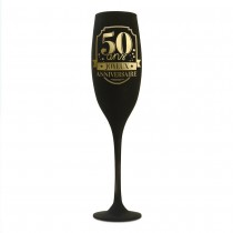 FLÛTE À CHAMPAGNE VERRE 50ANS 24CM NOIR OR