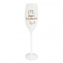 FLÛTE À CHAMPAGNE VERRE ANNIVERSAIRE 24.8CM BLANC