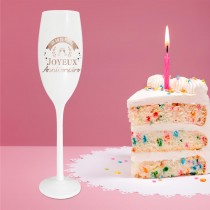 FLÛTE À CHAMPAGNE VERRE ANNIVERSAIRE 24.8CM BLANC