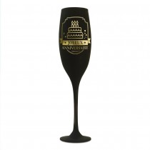 FLÛTE À CHAMPAGNE VERRE ANNIVERSAIRE 24CM NOIR OR