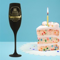 FLÛTE À CHAMPAGNE VERRE ANNIVERSAIRE 24CM NOIR OR