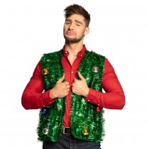 GILET VESTE CARDIGAN ARBRE DE NOËL BOULES ADULTE