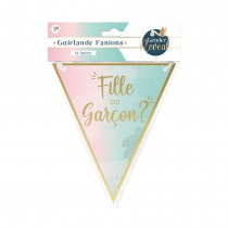 GUIRLANDE À FANIONS PAPIER GENDER REVEAL 3M