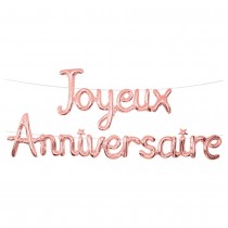 GUIRLANDE BALLON ANNIVERSAIRE 4.5M OR ROSE