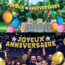 GUIRLANDE BALLONS LETTRES ANNIVERSAIRE 6M OR