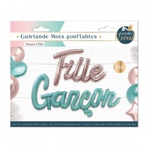 GUIRLANDE BALLONS MOTS GONFLABLES GENDER REVEAL 3M