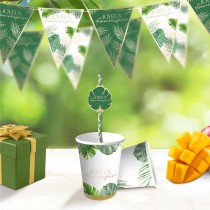 GUIRLANDE FANION ANNIVERSAIRE TROPICAL PARTY 3M VERT