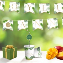 GUIRLANDE JOYEUX ANNIVERSAIRE TROPICAL PARTY 5M VERT