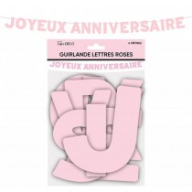 GUIRLANDE LETTRES ANNIVERSAIRE 4M ROSE