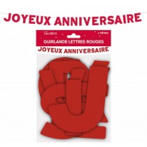 GUIRLANDE LETTRES ANNIVERSAIRE 4M ROUGE