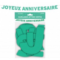 GUIRLANDE LETTRES ANNIVERSAIRE 4M VERT