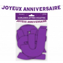 GUIRLANDE LETTRES ANNIVERSAIRE 4M VIOLET