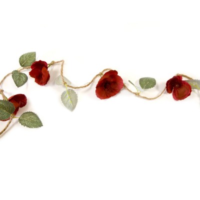 Guirlande en corde avec roses et feuilles artificielles à su (56.45.26) -  Art From Italy