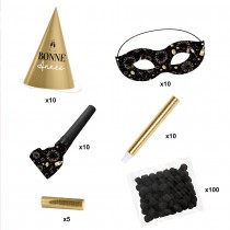 KIT DE FÊTE 10 PERSONNES COTILLONS BONNE ANNÉE