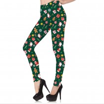 LEGGING À MOTIFS  SANTA CLAUS VERT FEMME