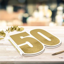 LIVRE D\'OR ANNIVERSAIRE 50AINE 20P 23X21CM OR