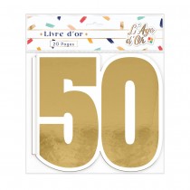 LIVRE D\'OR ANNIVERSAIRE 50AINE 20P 23X21CM OR