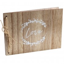 LIVRE D\'OR BOIS MARIAGE LOVE 40P 30X22CM NATURE