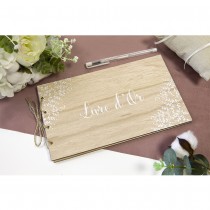 LIVRE D\'OR BOIS MARIAGE VÉGÉTAL 52P 15X25CM NATURE