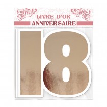 LIVRE D\'OR CARTON ANNIVERSAIRE 18ANS ROSE GOLD