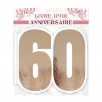 LIVRE D\'OR CARTON ANNIVERSAIRE 60ANS ROSE GOLD