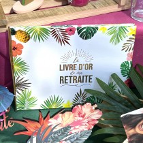 LIVRE D\'OR CARTON RETRAITE TROPICAL 40P 21.2X16CM