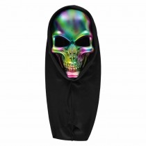 MASQUE CRÂNE SQUELETTE IRIDESCENT CAPUCHE ADULTE