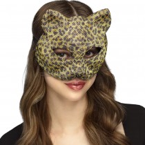 MASQUE GUÉPARD STRASS PEAU TACHETÉ ADULTE