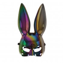 MASQUE LAPIN PVC RIGIDE IRIDESCENT NOIR ADULTE