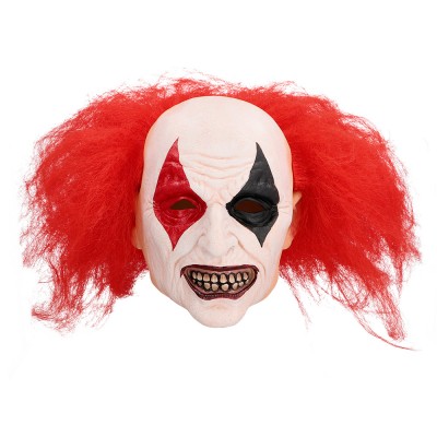 MASQUE LATEX CLOWN PERRUQUE BOURIFFE ADULTE