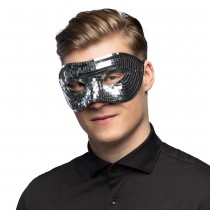 MASQUE LOUP FACETTES DISCO ARGENT ADULTE