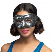 MASQUE LOUP FACETTES DISCO ARGENT ADULTE