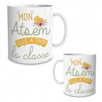 MUG CÉRAMIQUE ATSEM CLASSE 240ML 9.5CM BLANC