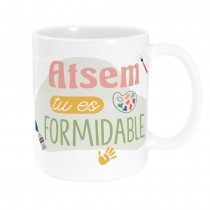 MUG CÉRAMIQUE ATSEM TU ES FORMIDABLE 240ML BLANC