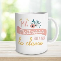 MUG CÉRAMIQUE MAÎTRESSE CLASSE 240ML 9.5CM BLANC