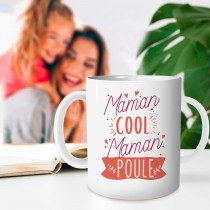 MUG CÉRAMIQUE MAMAN COOL POULE 9.5CM BLANC